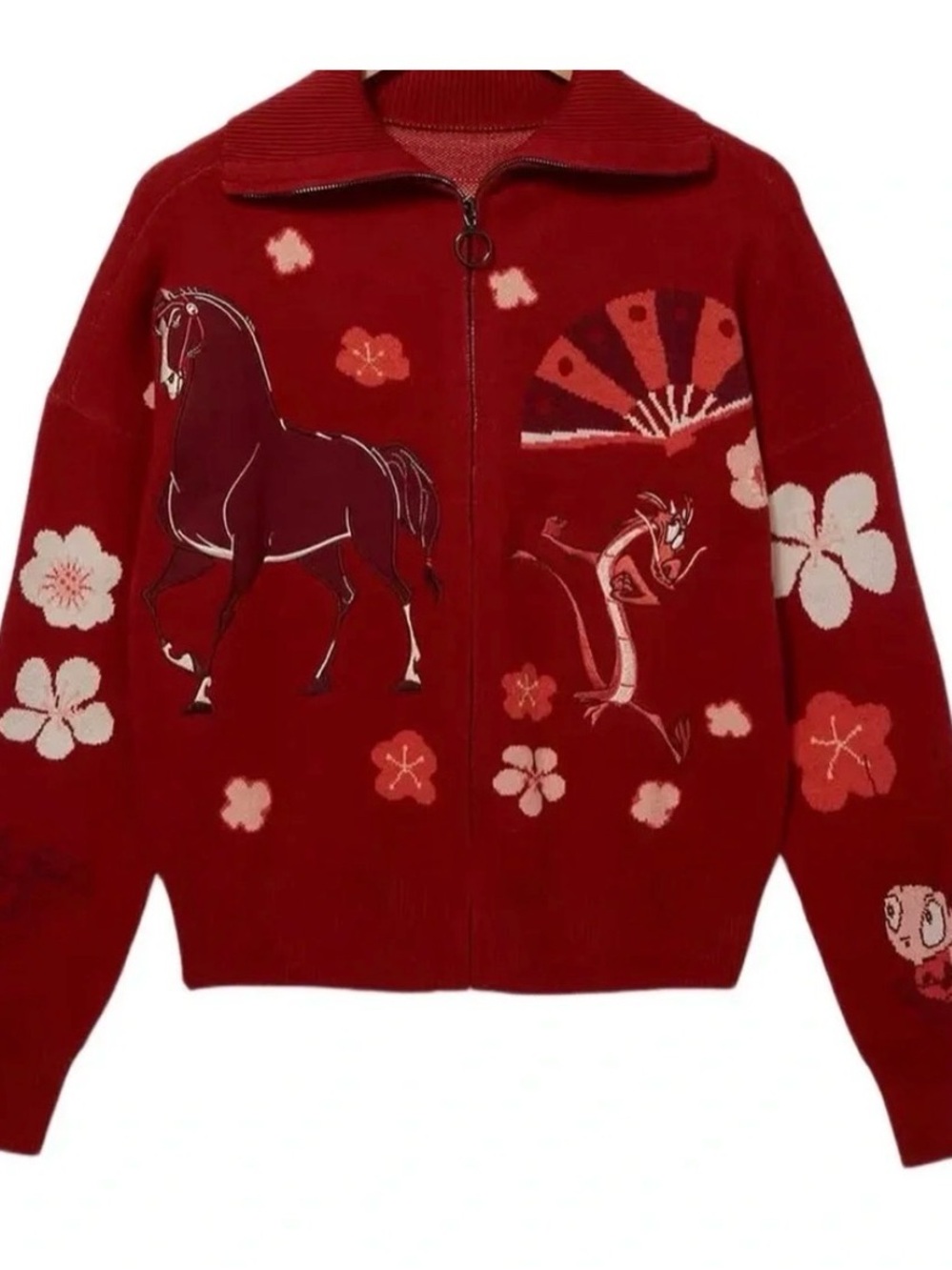 Disney Princess Red Knit Zip Cardigan - Mulan
